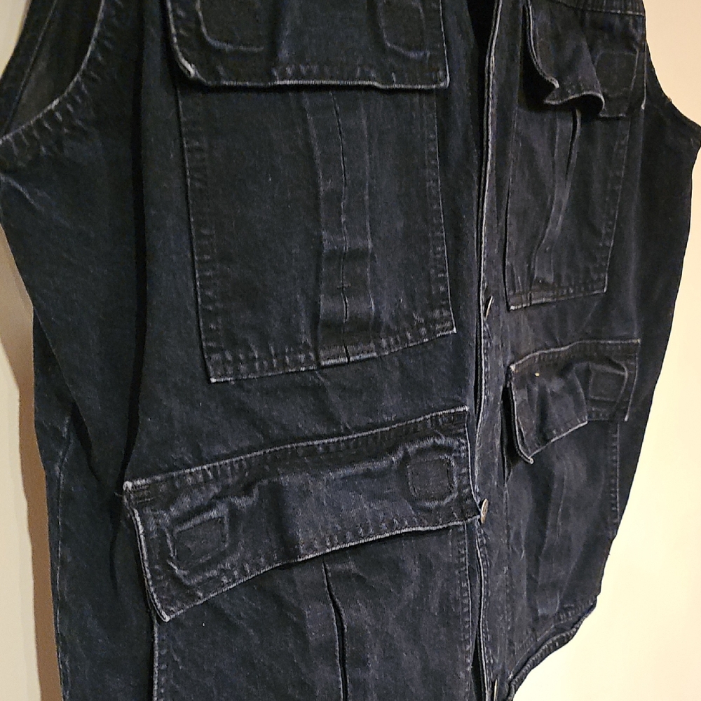 Men's 3XL Navy Blue Denim Utility Vest